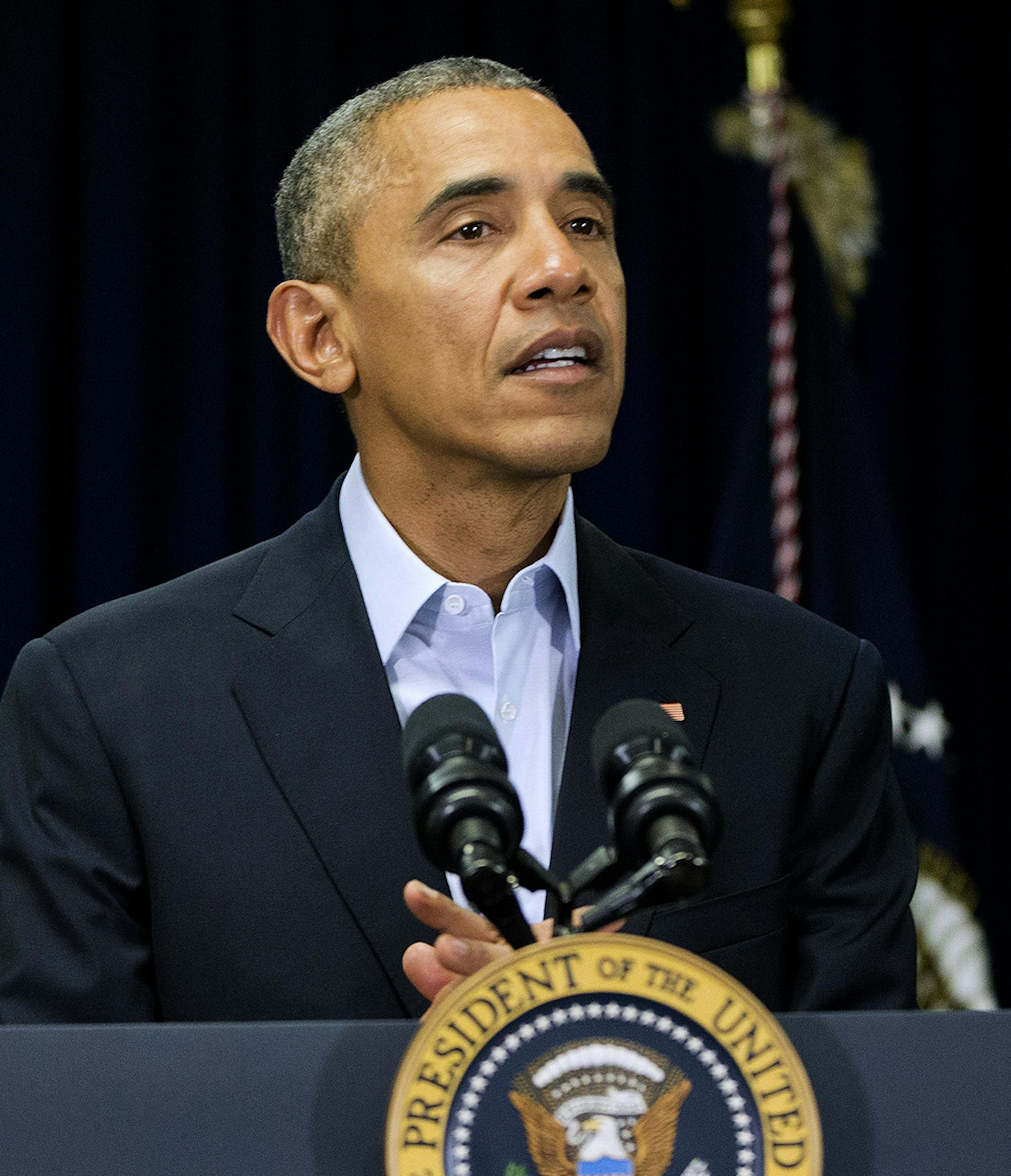 President Barack Obama speaks to reporters about the death of Supreme Court Justice Justice Antonin Scalia at Omni Rancho Las Palmas in Rancho Mirage, CA. Saturday, Feb. 13, 2016. Scalia, 79, was found dead Saturday morning at a private residence in the Big Bend area of West Texas. (AP Photo/Pablo Martinez Monsivais) ORG XMIT: MIN2016021323274179