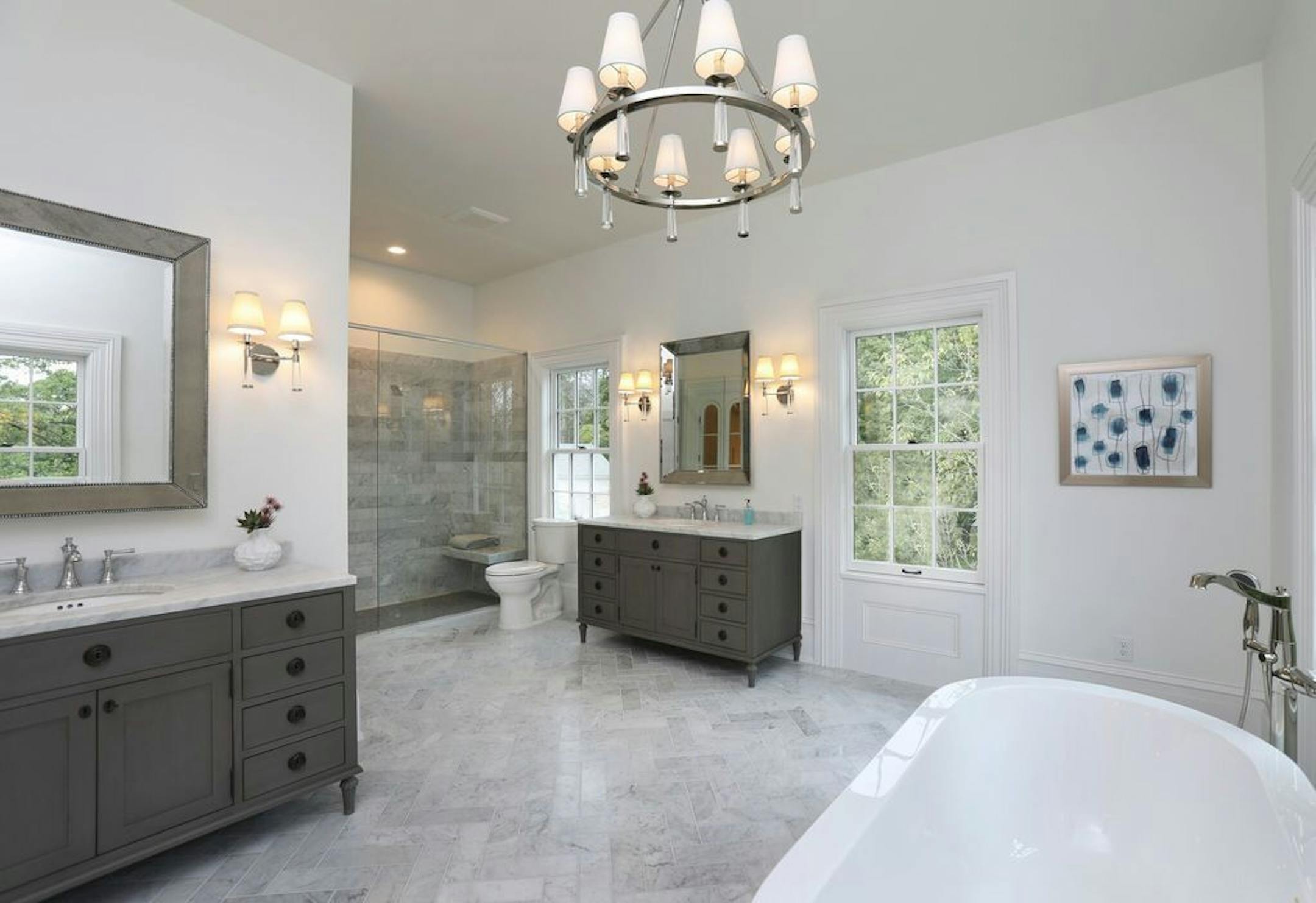 The luxurious bathroom in the owners' suite.