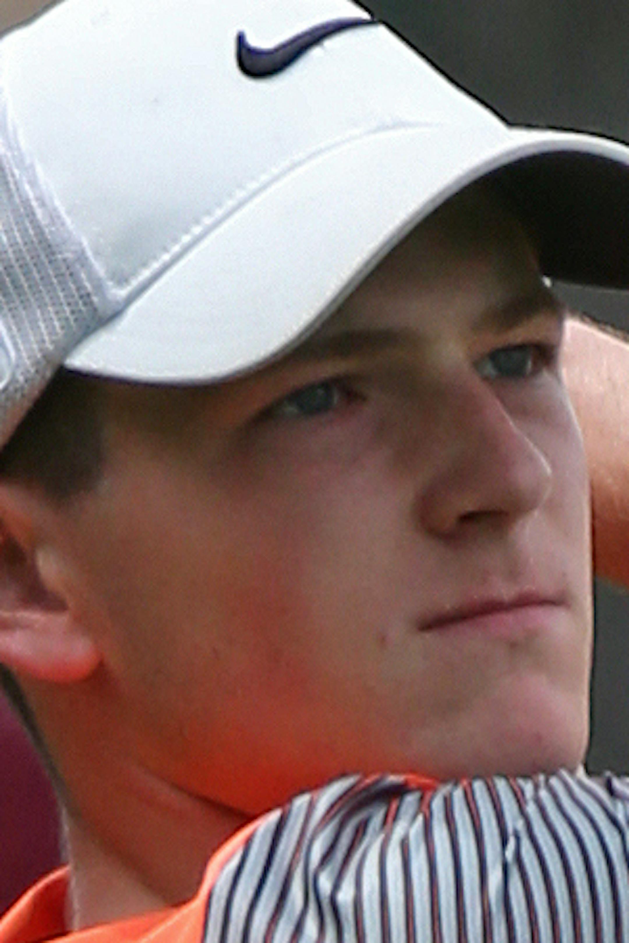 Chris Captain of Rochester Century drove on the first hole of the east course, during the second day of the Boys Class AAA Golf Tournament, Bunker Hills Golf Course, Coon Rapids MN.] Bruce Bisping/Star Tribune bbisping@startribune.com Chris Captain/roster.