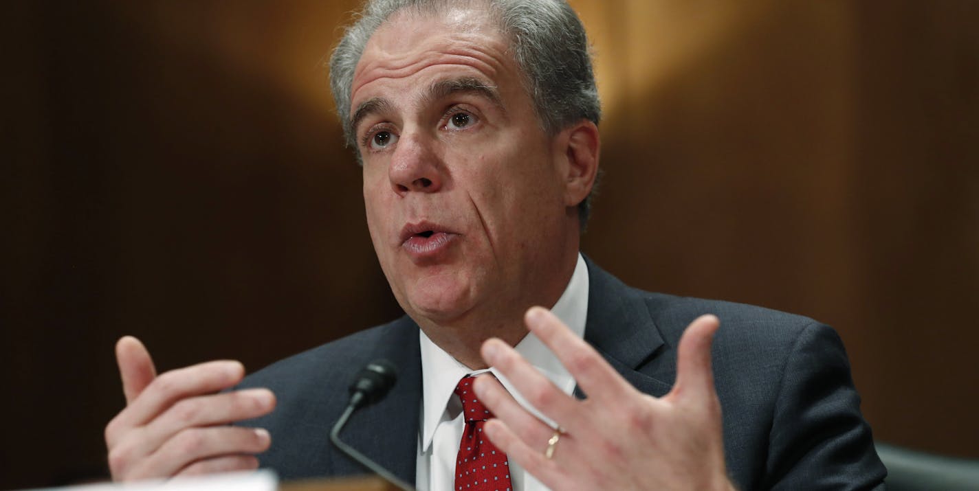 Department of Justice Inspector General Michael Horowitz testifies at a Senate committee on FISA investigation hearing, Wednesday, Dec. 18, 2019, on Capitol Hill in Washington. (AP Photo/Jacquelyn Martin)