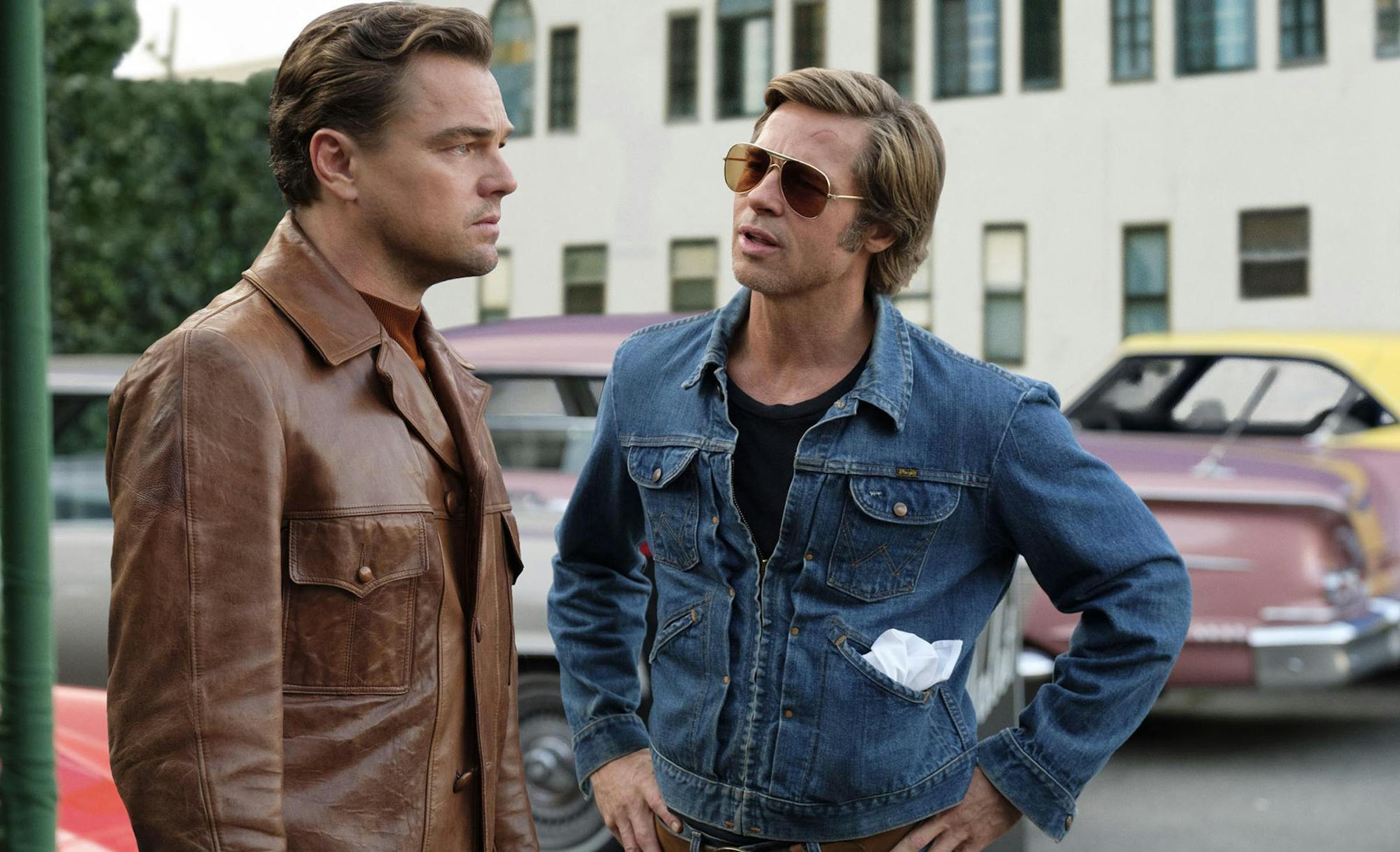 Rick Dalton (Leonardo DiCaprio), left, and Cliff Booth (Brad Pitt) in "Once Upon a Time in Hollywood." (Columbia Pictures/TNS) ORG XMIT: 1533064