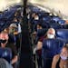 Masked passengers fill a Southwest Airlines flight from Burbank, Calif., to Las Vegas on June 3, with middle seats left open. (Christopher Reynolds/Lo