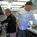 Chefs Kevin Huyck and Jon Seeman prepared mac and cheese along with other lunch items while serving from R.A. MacSammy's lunch truck. The truck was se