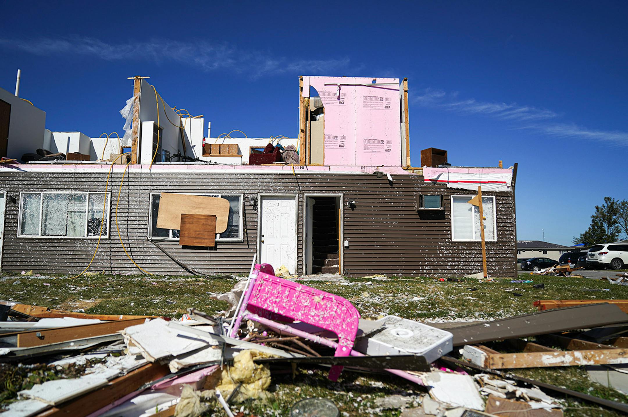 The derecho ripped apart apartments in Cedar Rapids.