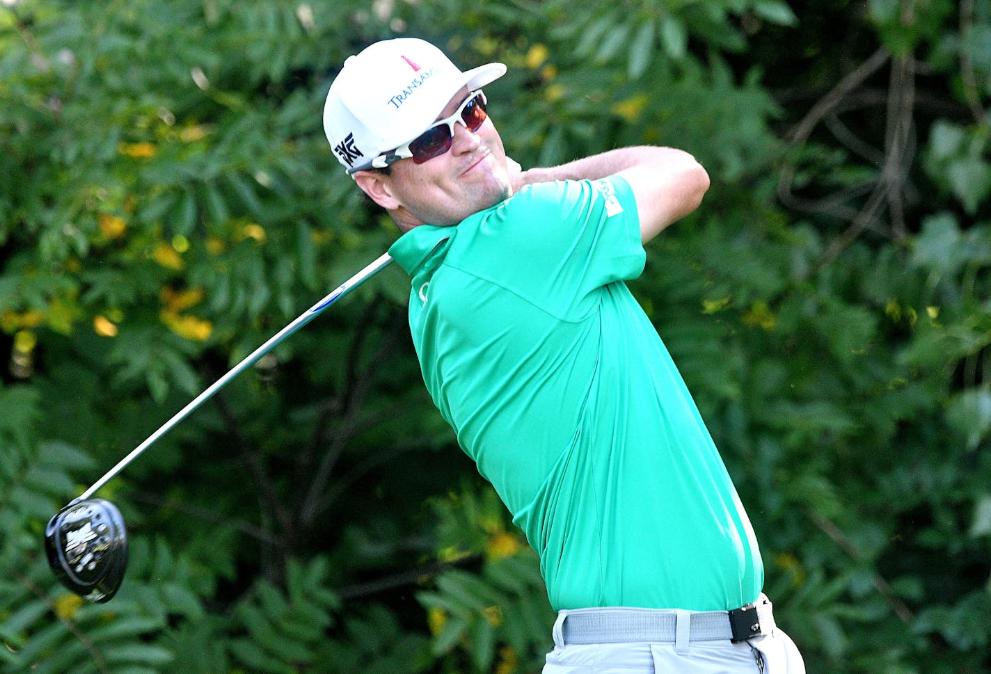 14 AUG 2016: Golfer Zach Johnson tees off on the number two hole during the final round of the John Deere Classic at TPC Deere Run in Silvis, Ill.