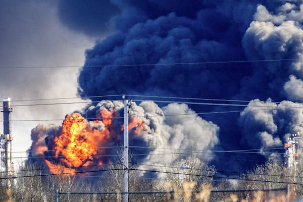 At 4:30 p.m. Thursday the fire was still creating fireballs and explosions at the Husky Energy oil refinery in Superior, Wis.