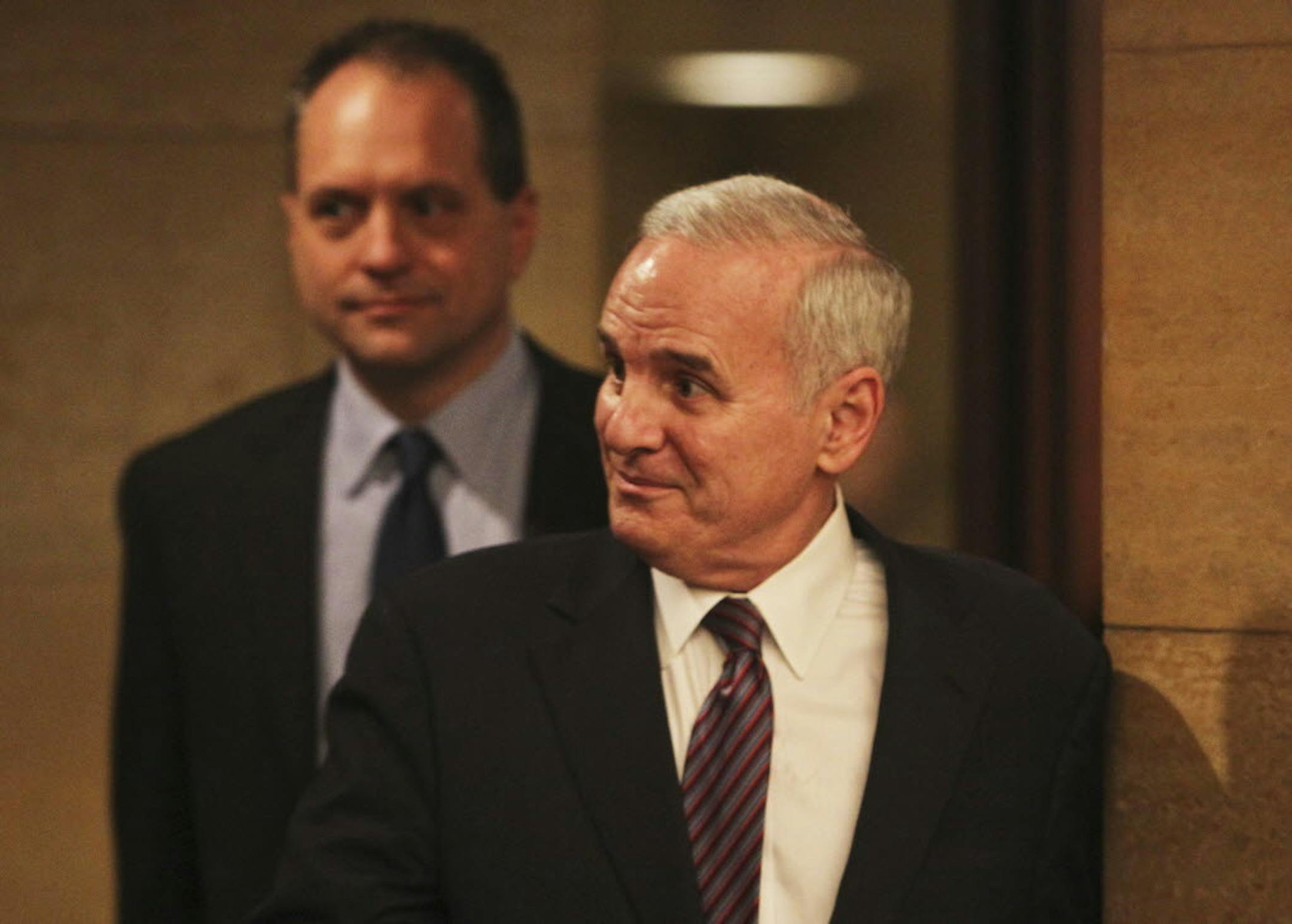 Gov. Mark Dayton, right,and state management and budget commissioner Jim Schowalter