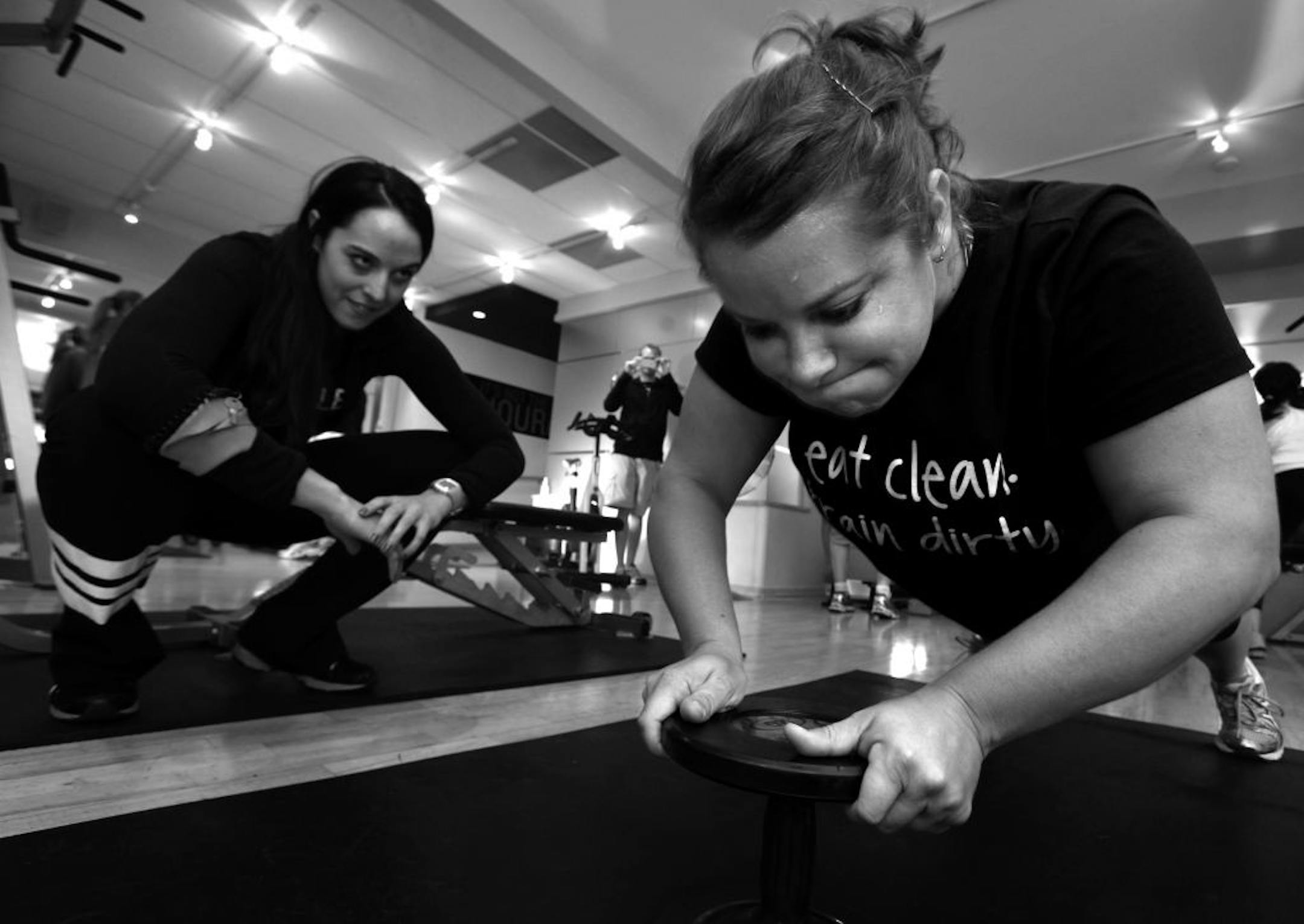 Erin Jane Pitsor, right, worked with personal coach Casey Stenhjem of Stteele Fitness.