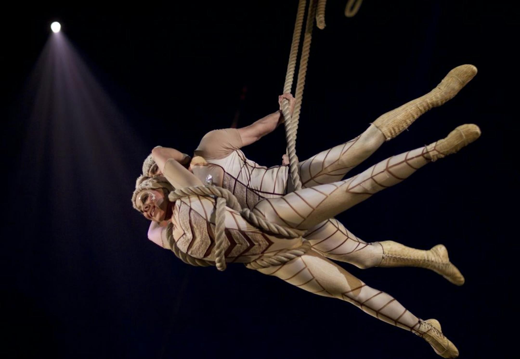 Svetlana Kashevarova and her husband, Dmitry Orel, as the butterflies during the Ovo performance Wednesday night by Cirque du Soleil.
