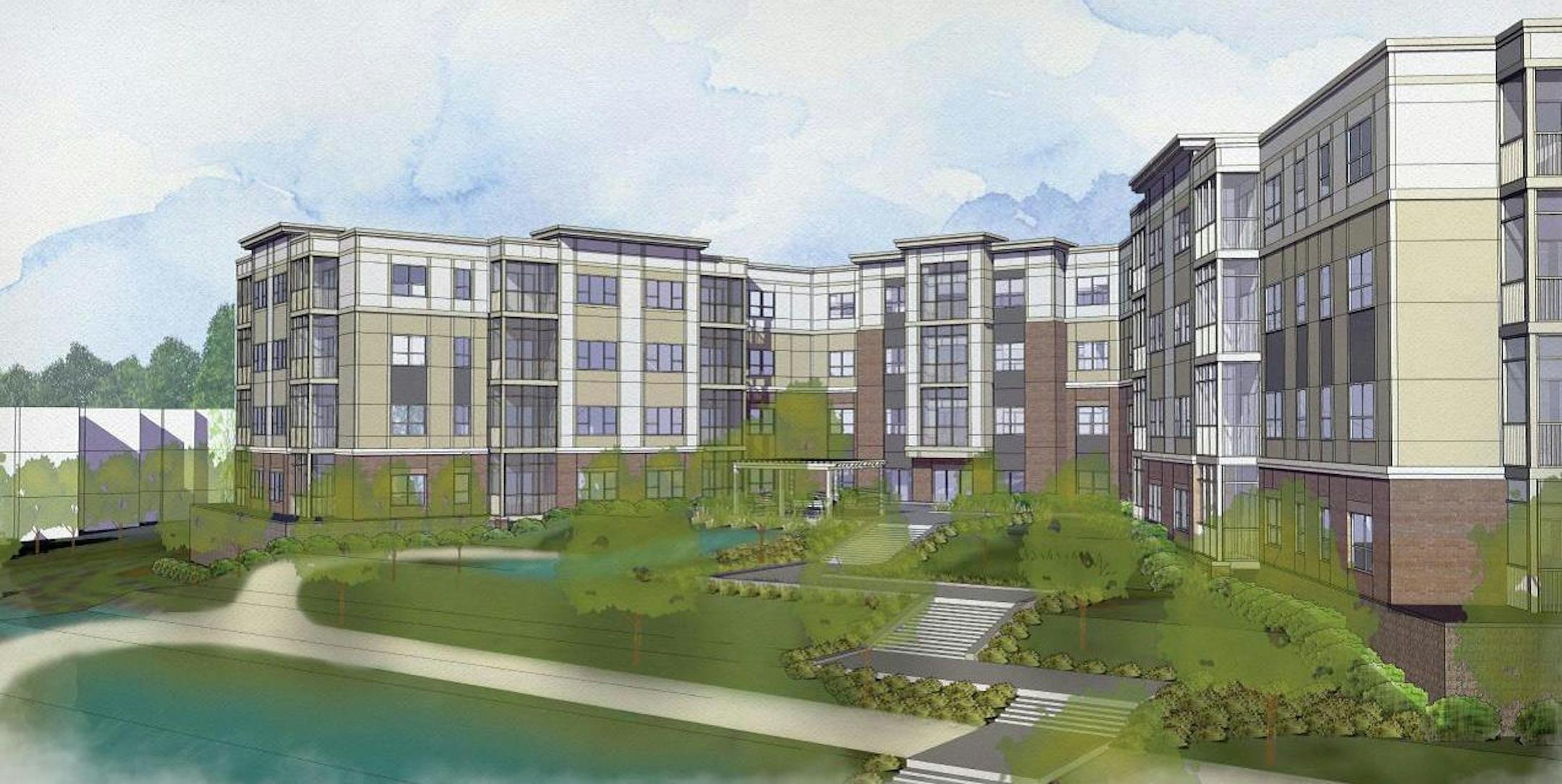 Rendering from Kaas Wilson Architects of the One Two One development, a senior cooperative that will be built on Glen Lake in Minnetonka.