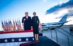 Then-President Donald Trump and first lady Melania Trump at Joint Base Andrews, Md., before boarding Air Force One for the last time in office, Jan. 2