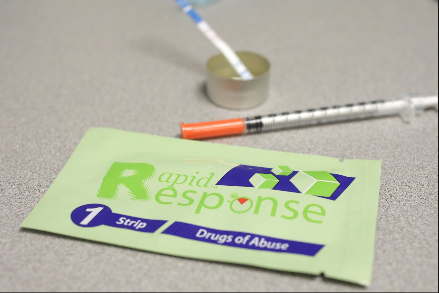 The state health department has started handing out fentanyl test strips that people can use to test their drugs — heroin, methamphetamine, cocaine — for fentanyl. Fentanyl is the mostly deadly drug in America, the CDC said. (Myung J. Chun/Los Angeles Times/TNS) ORG XMIT: 1256357