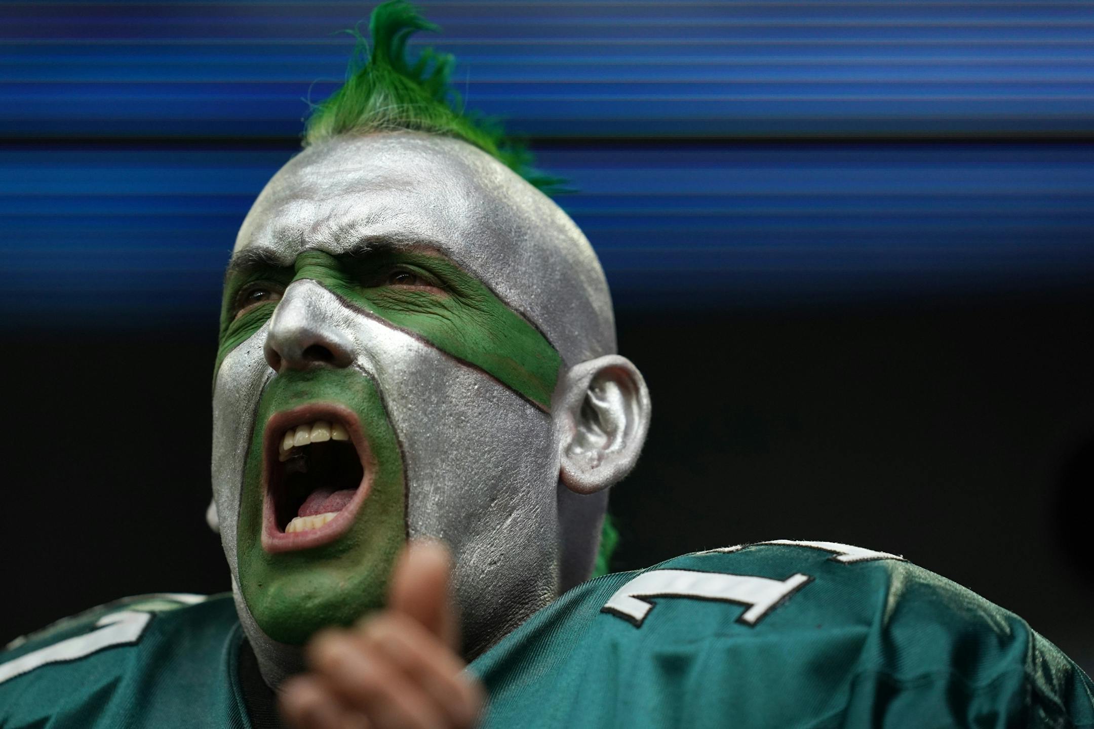 A Philadelphia Eagles yelled from the stands in the first quarter.