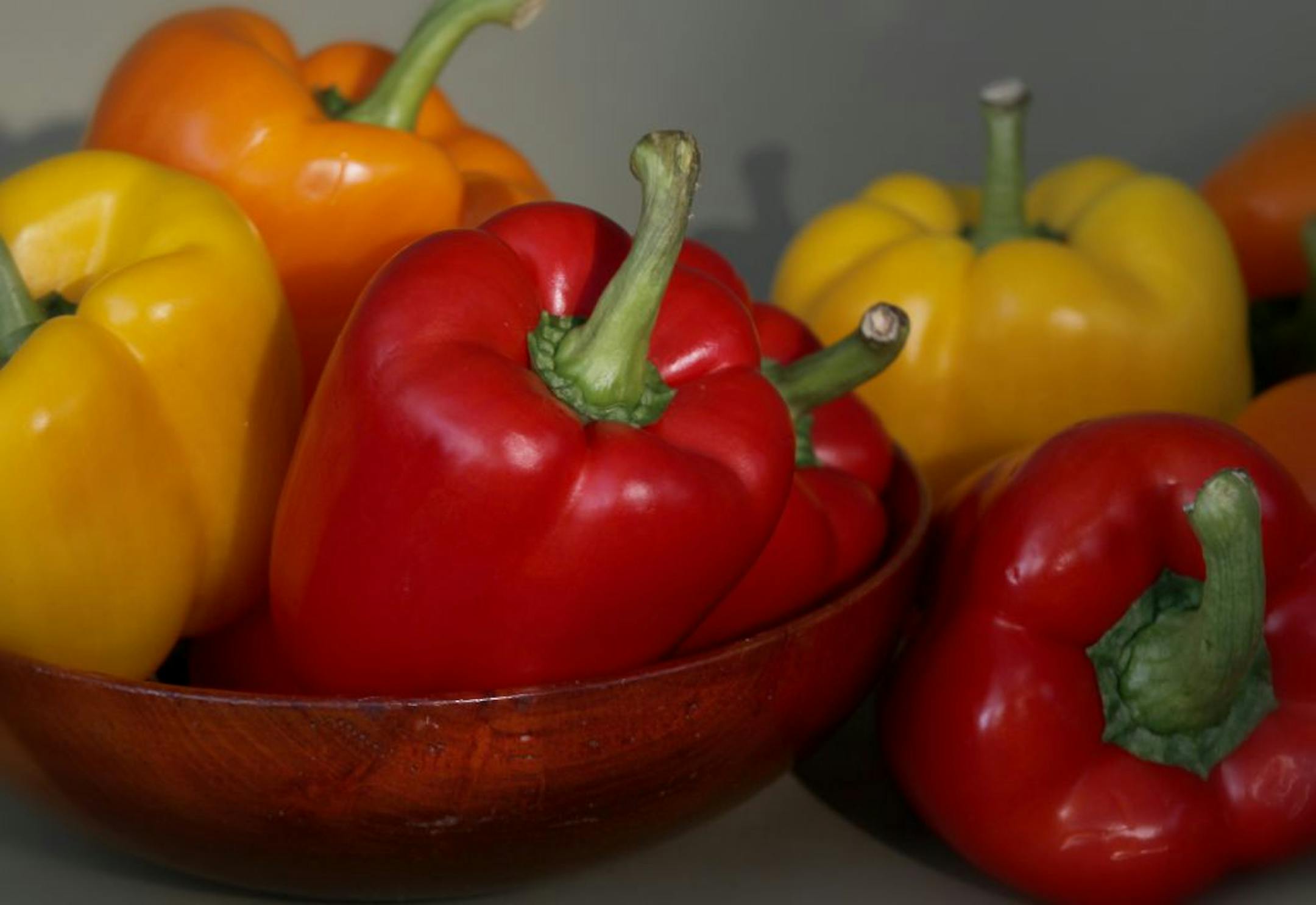 A rainbow of fresh bell peppers: Broil, roast,steam or fry. They're delicious any way.