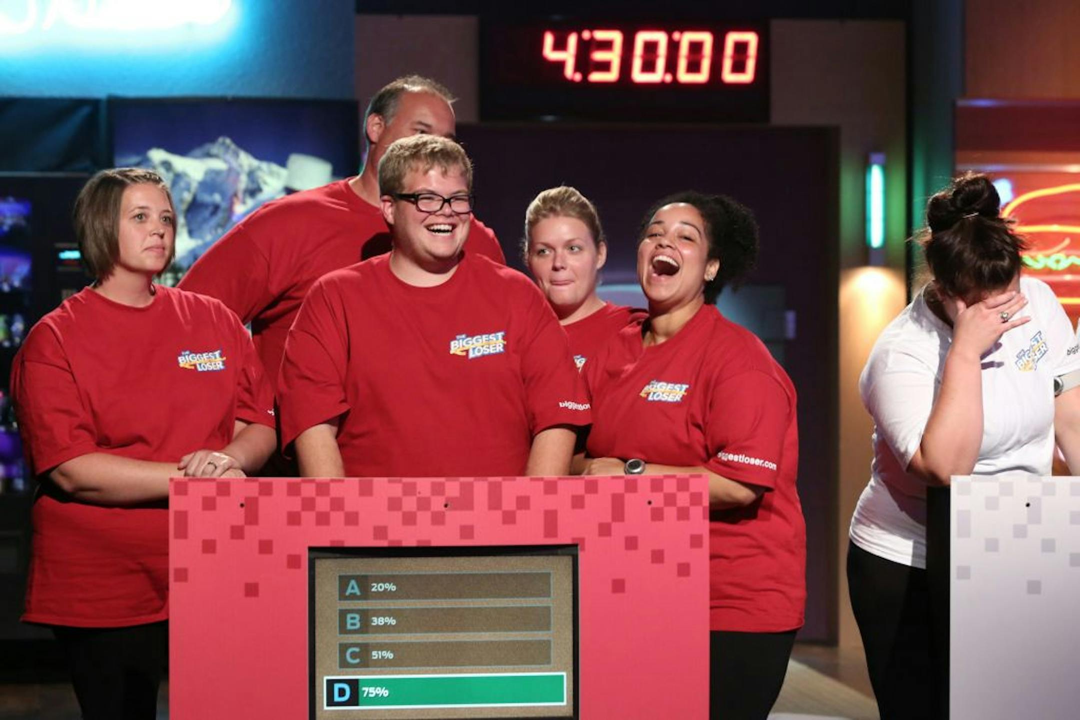 THE BIGGEST LOSER -- "Cut The Junk" Episode 1403 -- Pictured: (l-r) Lisa Rambo, Joseph "Joe" Ostaszewski, Jackson Carter, Catherine "Cate" Laughlan, Francelina Morillo, Dannielle "Danni" Allen --