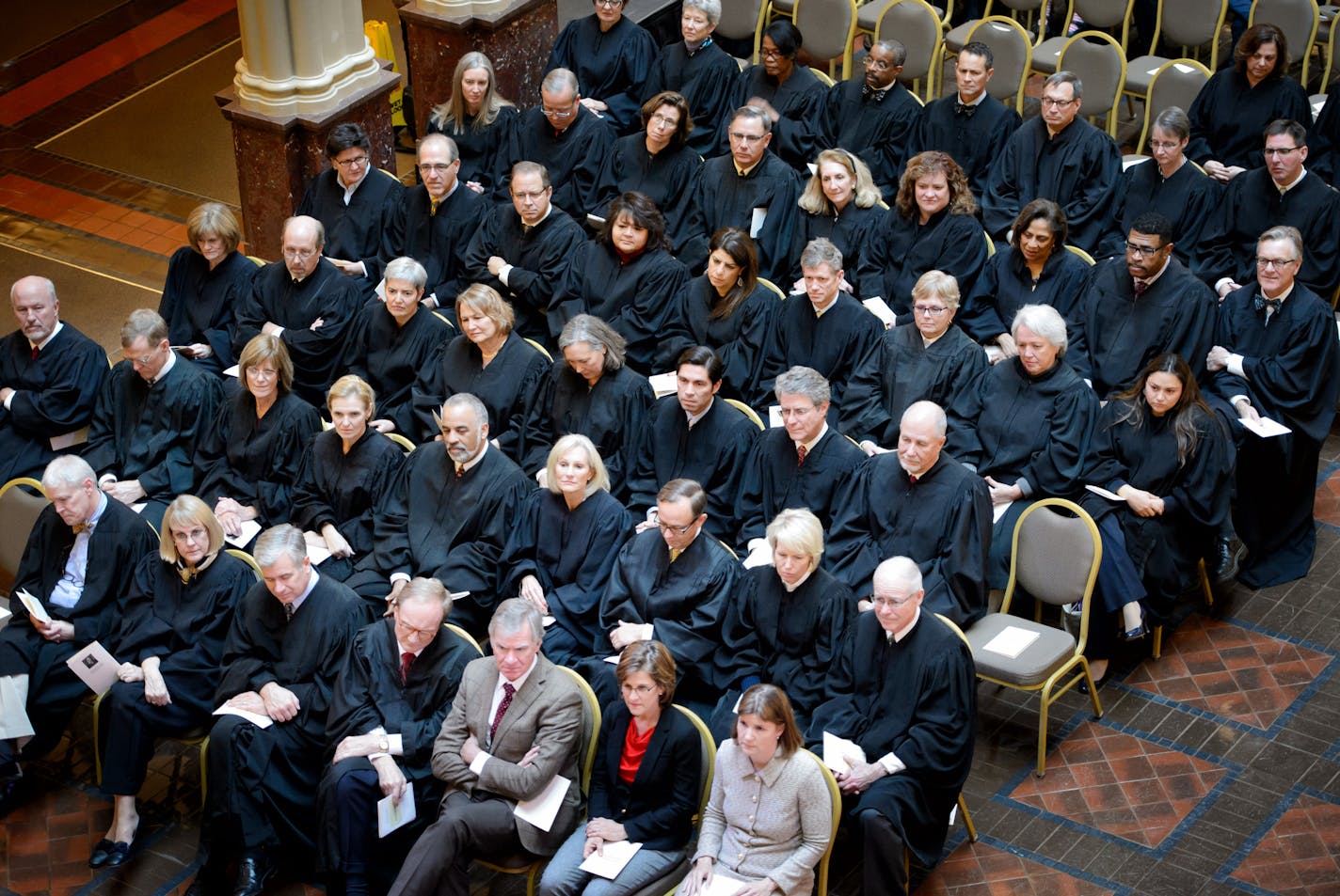 Judges from around the state attended Judge Natalie Hudson's swearing in ceremonyat the Landmark Center, St. Paul. ] GLEN STUBBE * gstubbe@startribune.com Friday, November 20, 2015 Judge Natalie Hudson was sworn in Friday, becoming the second African-American woman on the Minnesota Supreme Court.