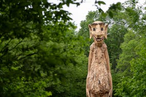 Thomas Dambo’s tallest troll statue to date is Long Leif, friend of the trees, as seen on June 6. The 36-foot-tall statue is anchored to the ground 