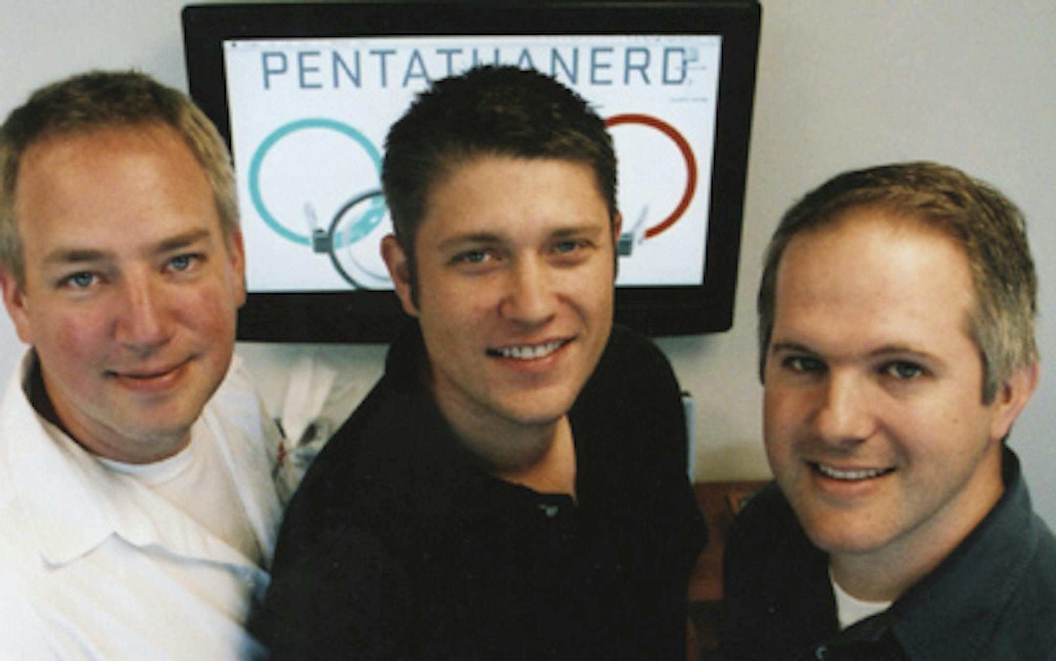 the founders of Sierra Bravo Corp.,(from left) Mike Schmidt, Mike Derheim and Luke Bucklin, describe their company as a collection of "nerds." Indeed, the area where their developers work is dubbed "the nerdery."