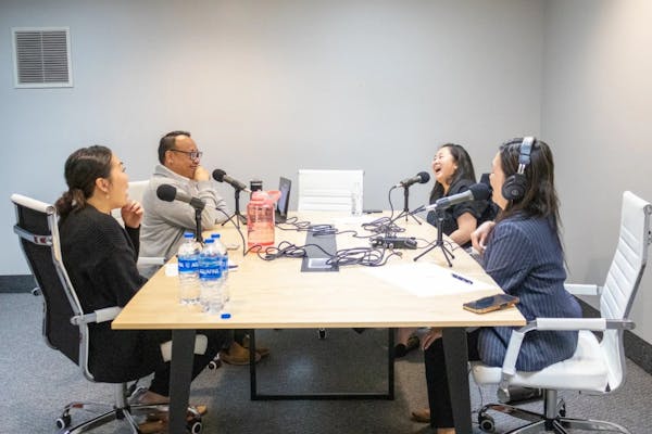 Therapists Chue Her, Mosi Thao, Houa Vang and Alyssa Kaying Vang recorded the third episode of “The Hmong Mental Health Podcast.” 