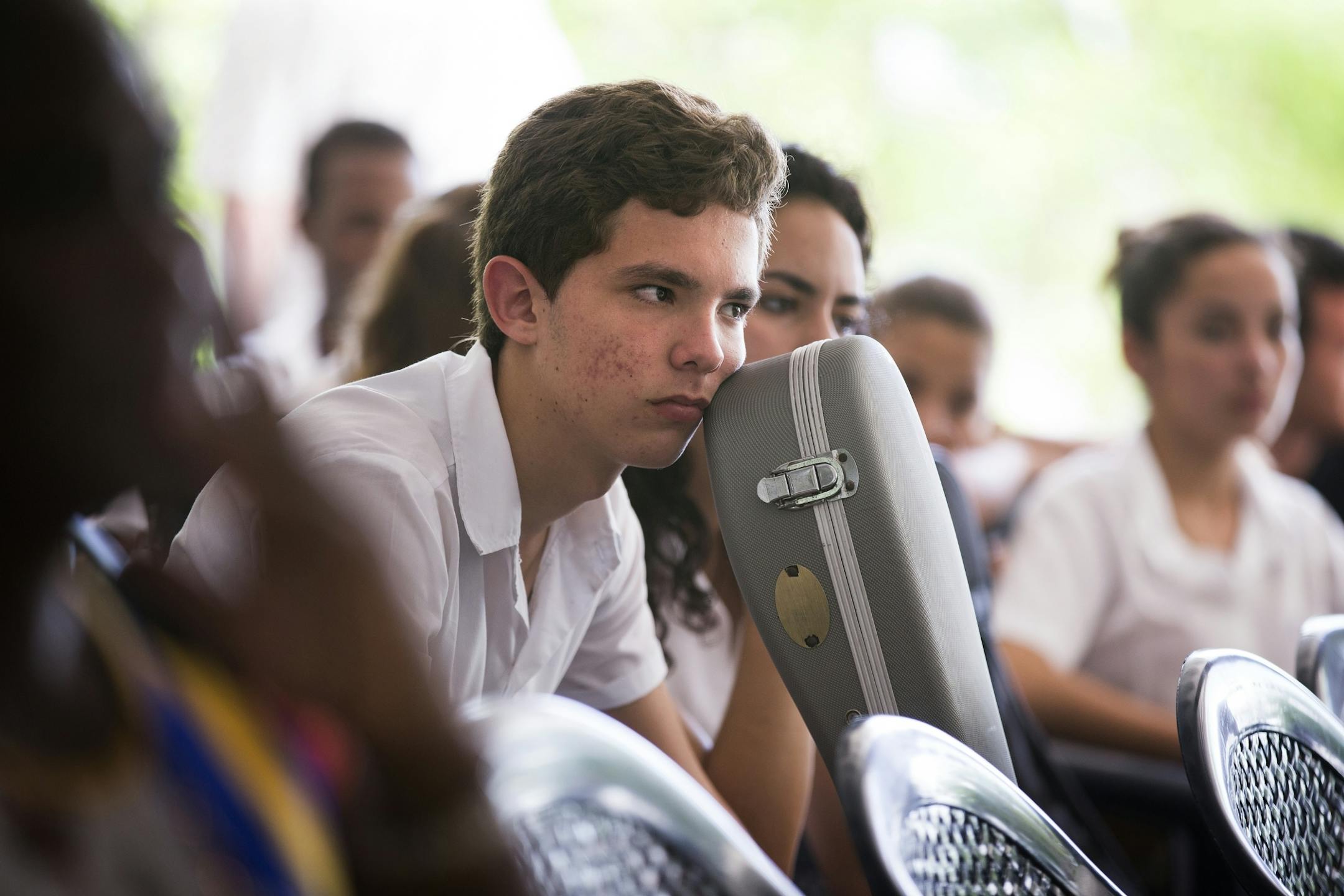 A student listens as members of the Minnesota Orchestra perform at the Escuela Nacional de Musica in Havana, Cuba on Thursday, May 14, 2015.