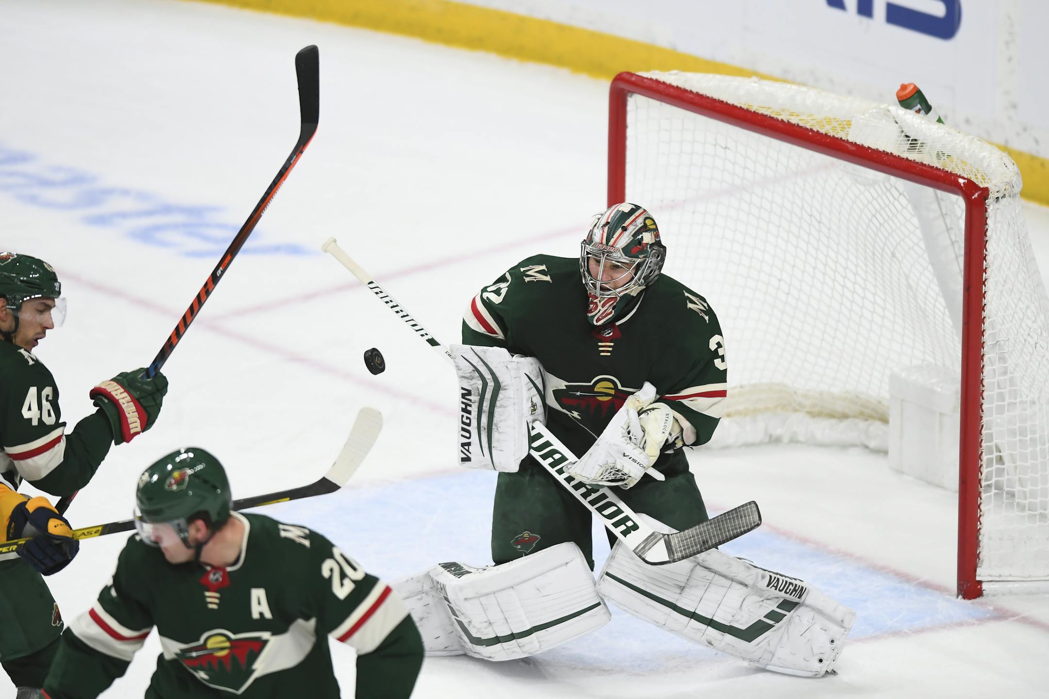 Minnesota Wild goaltender Alex Stalock (32) made a save in the first period against the Nashville Predators. ] Aaron Lavinsky • aaron.lavinsky@startribune.com The Minnesota Wild played the Nashville Predators on Tuesday, March 3, 2020 at the Xcel Energy Center in St. Paul, MInn.