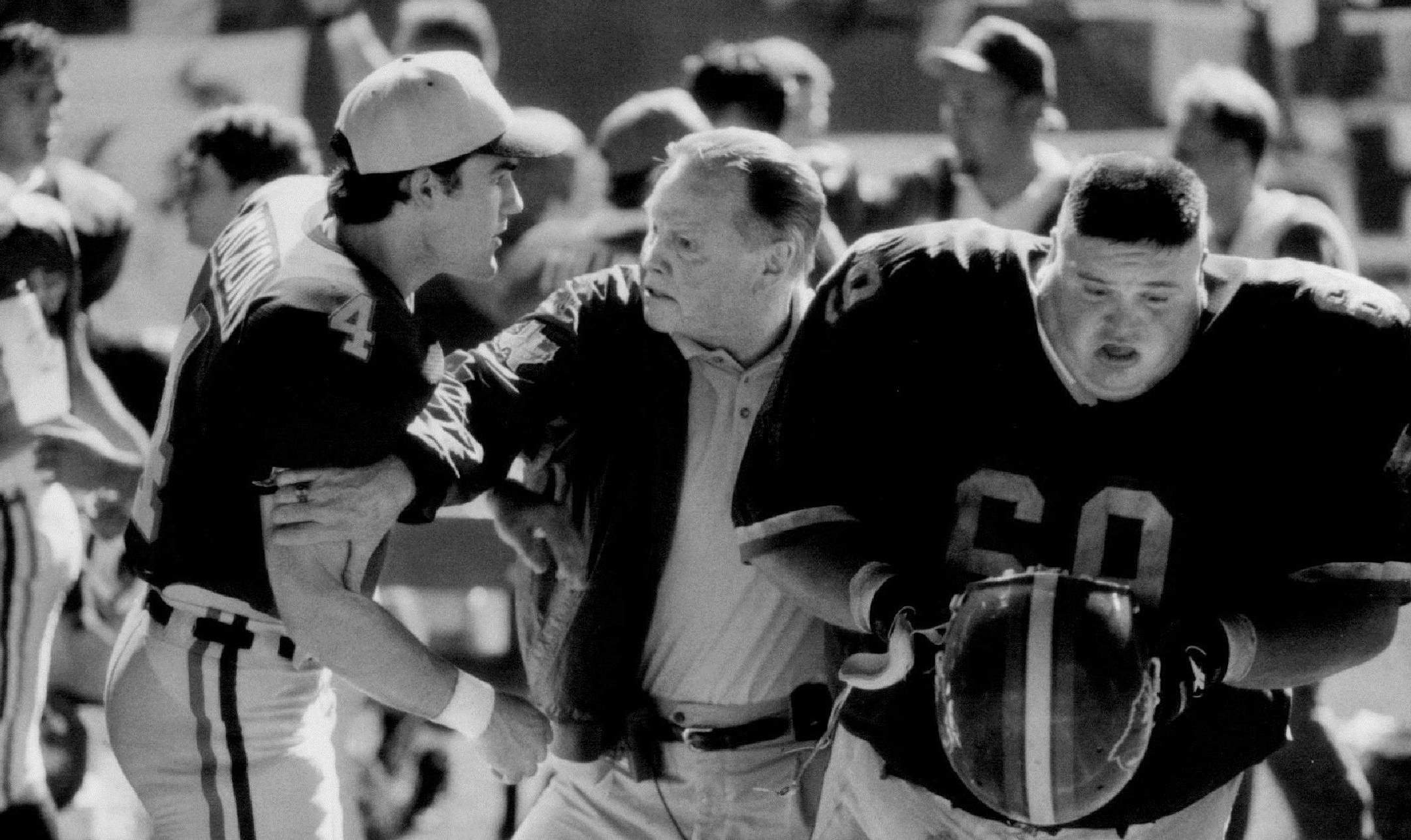 James Van Der Beek, left, Jon Voight, center, and Ron Lester star in "Varsity Blues."