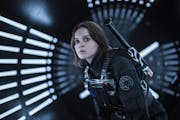 FILE - This file image released by Lucasfilm Ltd. shows Felicity Jones as Jyn Erso in a scene from, "Rogue One: A Star Wars Story." The &#xec;Star War