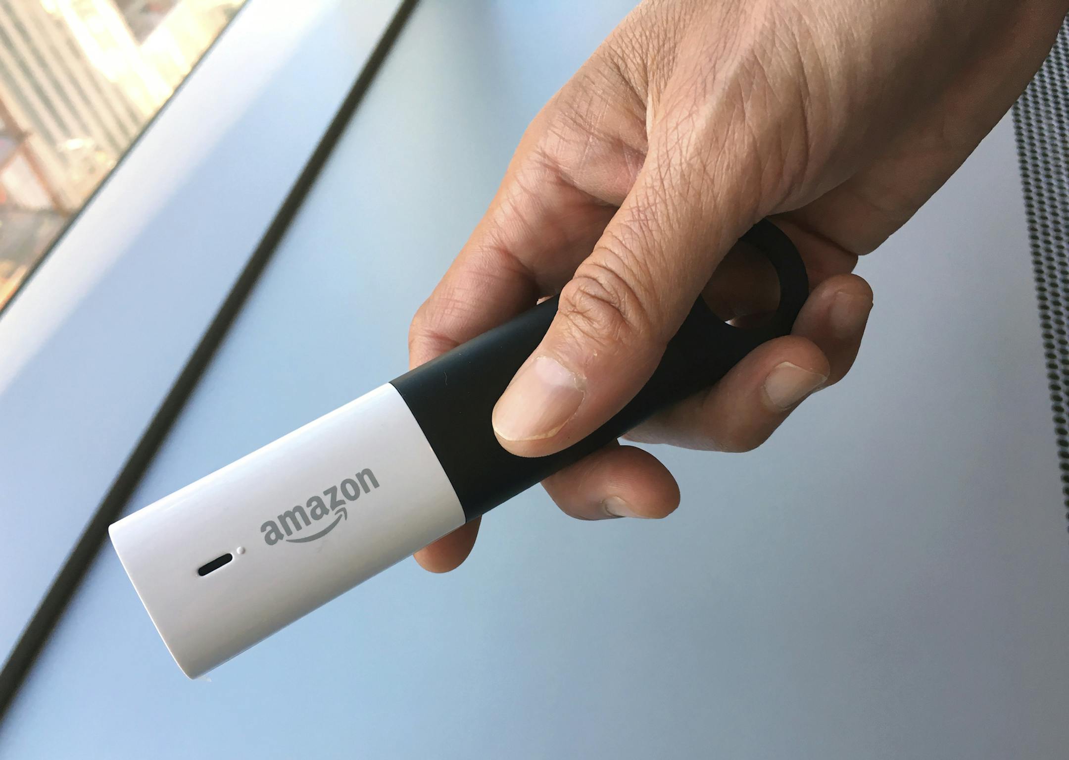 Amazon's Dash shopping wand is shown, Wednesday, Oct. 5, 2016, in New York. Amazon has updated its barcode-scanning Dash shopping wand so you can now buy anything with it, not just groceries. Itís the latest hardware device Amazon is selling to try to rope shoppers in. You scan a productís barcode or say its name to add an item to your Amazon shopping cart. You still need to go to Amazonís website or app to complete the order. (AP Photo/Mae Anderson) ORG XMIT: RPMA301