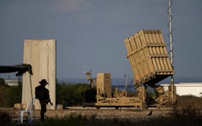 A battery of Israel's Iron Dome defense missile system, deployed to intercept rockets, sits in Ashkelon, southern Israel, Aug. 7, 2022. Israel is vowi