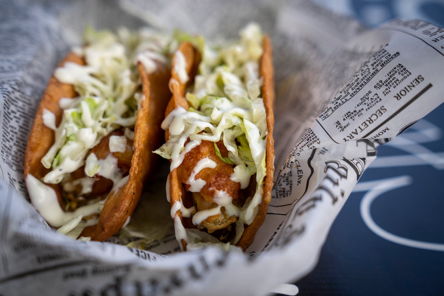 Dill Pickle Cheese Curd Tacos from Richie's Cheese Curd Tacos. The new foods of the 2023 Minnesota State Fair photographed on the first day of the fair in Falcon Heights, Minn. on Tuesday, Aug. 8, 2023. ] LEILA NAVIDI • leila.navidi@startribune.com