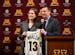 Lindsay Whalen was introduced as University of Minnesota Gophers women's basketball coach alongside athletic director Mark Coyle