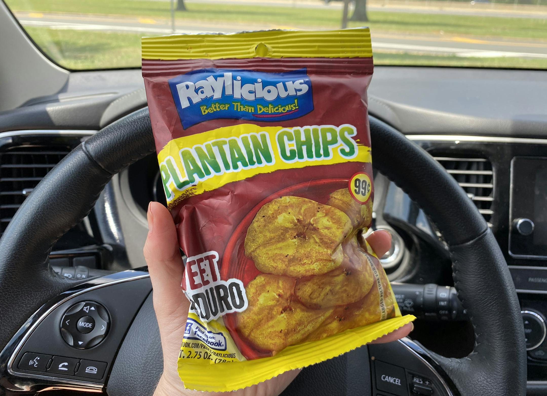 Natalie B. Compton holds plantain chips at a road trip stop in Hartford, New Jersey, on July 12, 2020. MUST CREDIT: Washington Post photo by Natalie B. Compton