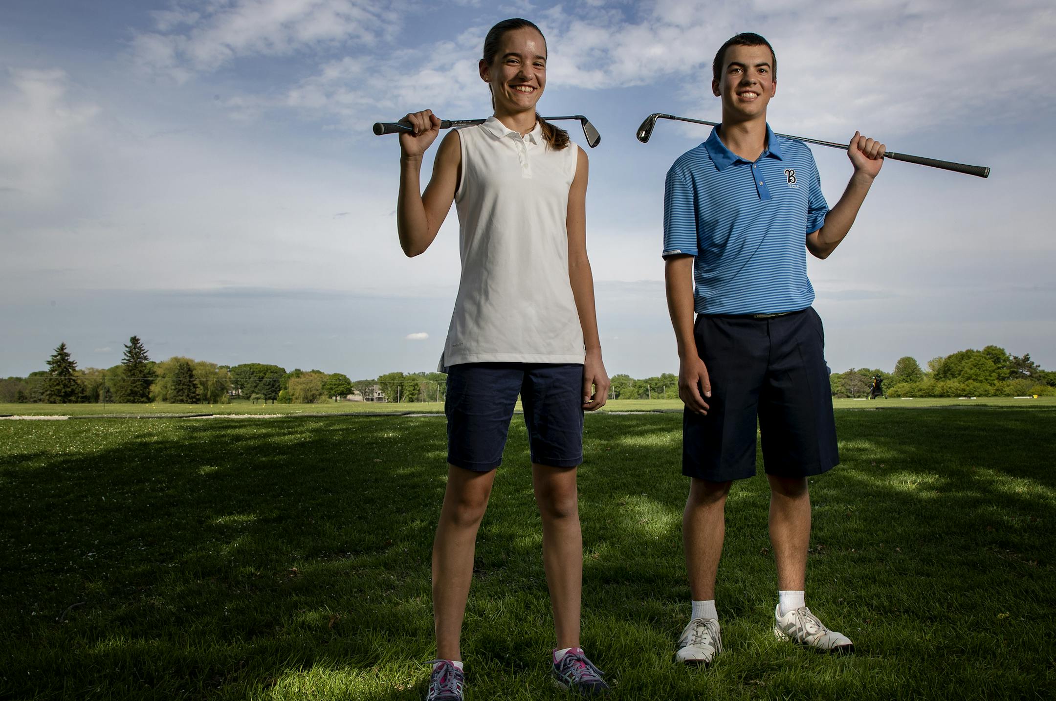 Blaine High School sibling golfers Kathryn and Caleb Van Arragon. ] CARLOS GONZALEZ ï cgonzalez@startribune.com ñ May 23, 2018, Ham Lake, MN, High School / Prep Golf, Blaine golf siblings Caleb and Kathryn Van Arragon