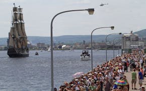 The Bounty arrives in the canal on route to Duluth Harbor. The Bounty was the first tall ship to enter harbor.