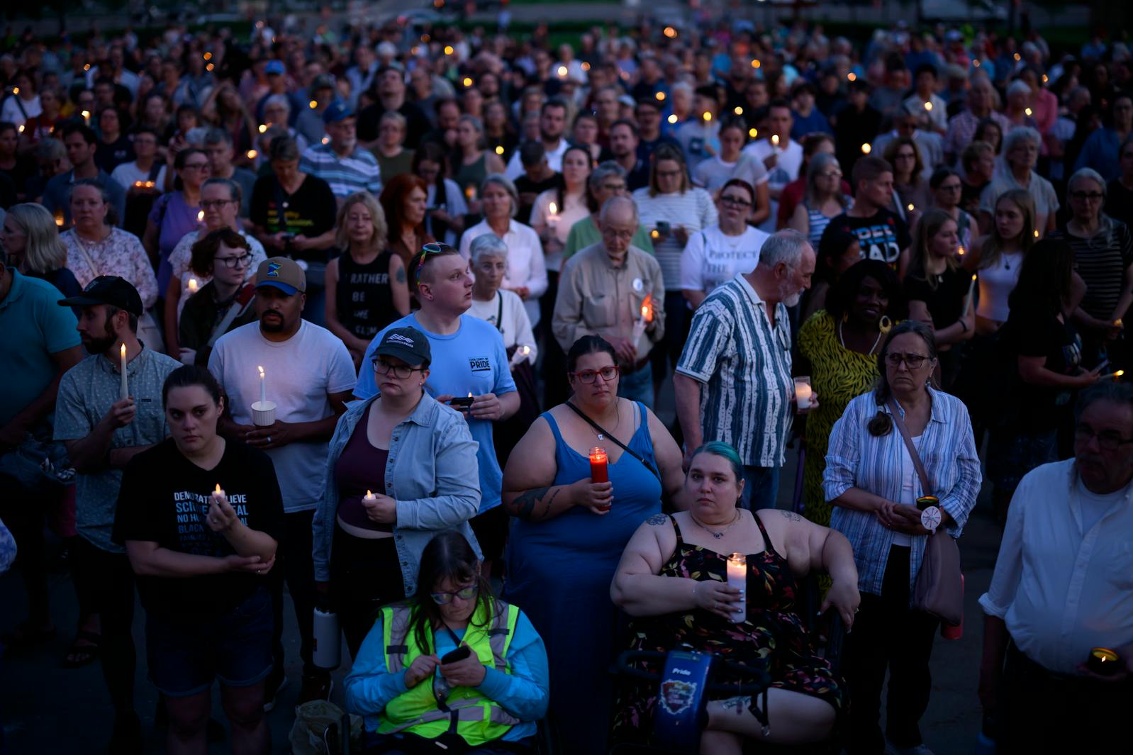 Thousands took part in a candlelight vigil on Wednesday for Melissa and Mark Hortman, who were killed in what officials have called a targeted act of political violence, on the steps of the State Capitol.