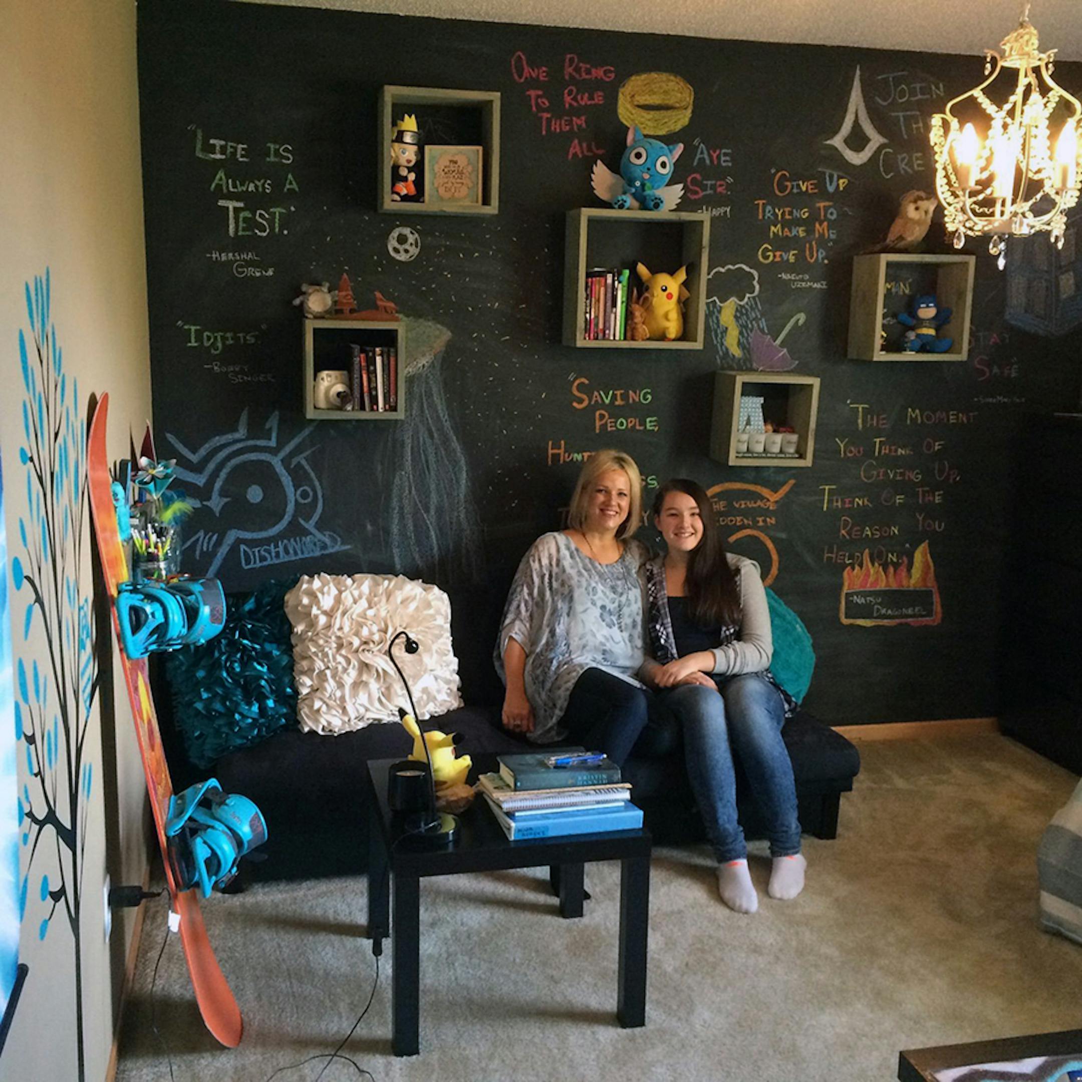 Gayle Cartier and her daughter, Abigail Opstad, inside Abigail's "learning room" in their home in Apple Valley.
