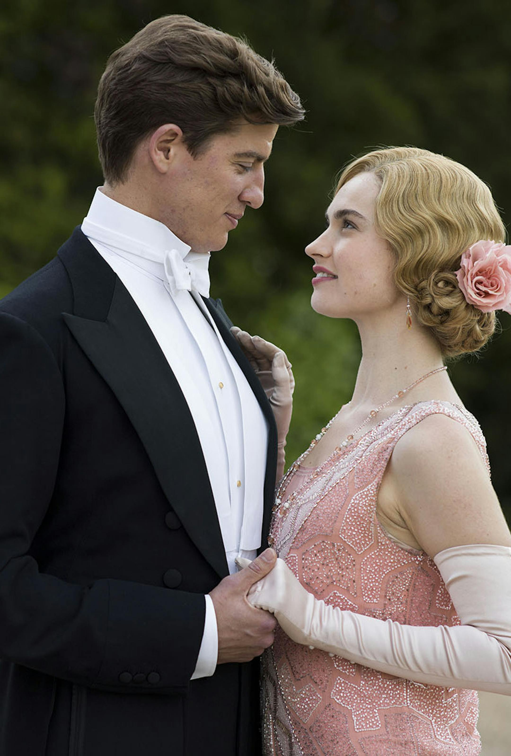 Downton Abbey Season 5 on MASTERPIECE on PBS Shown from left to right: Matt Barber as Atticus and Lily James as Lady Rose (C) Nick Briggs/Carnival Films 2014 for MASTERPIECE