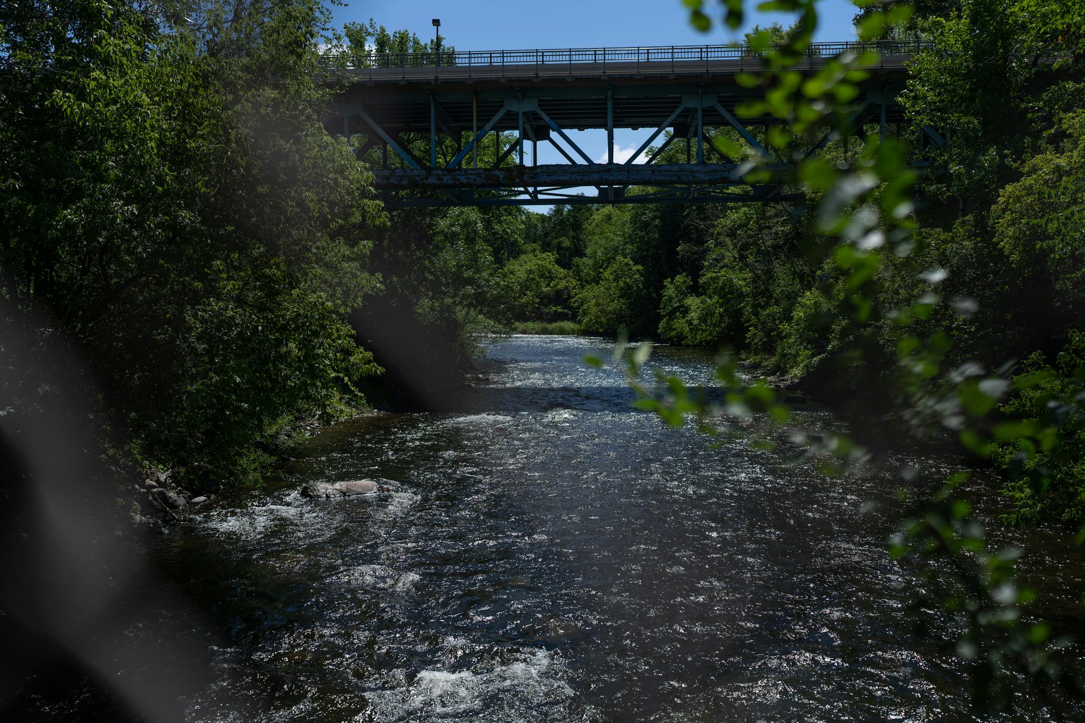 The Apple River flows through Somerset, Wisc. on Monday, Aug. 1, 2022.