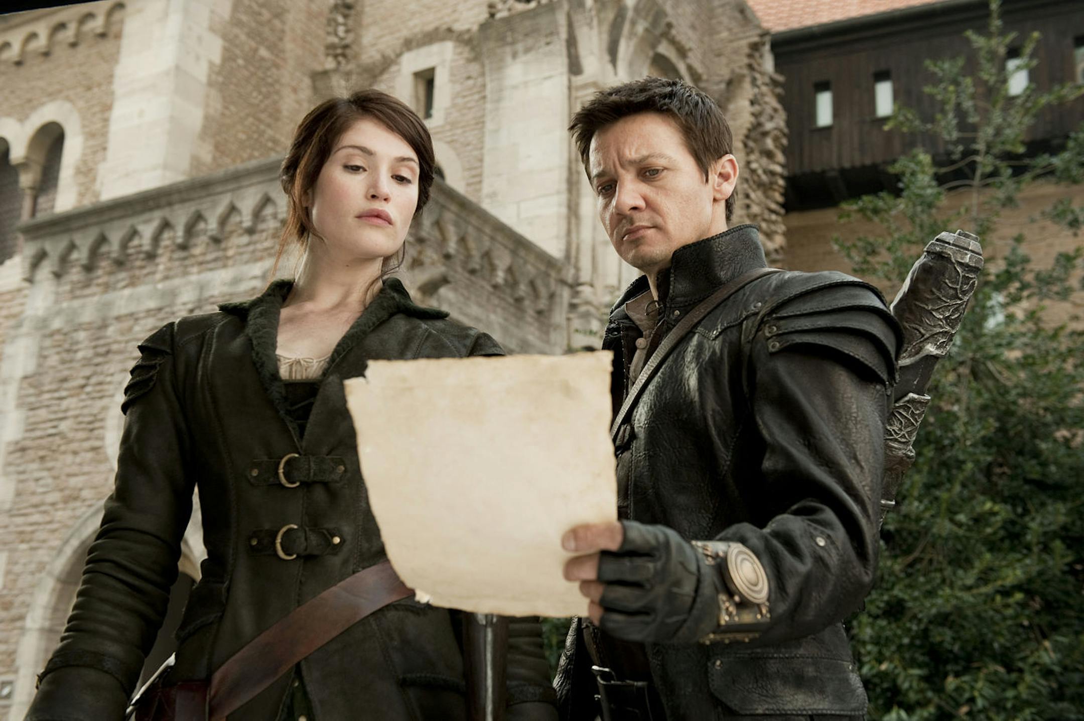 Gemma Arterton, left, plays Gretel and Jeremy Renner plays Hansel in "Hansel & Gretel: Witch Hunters,"
