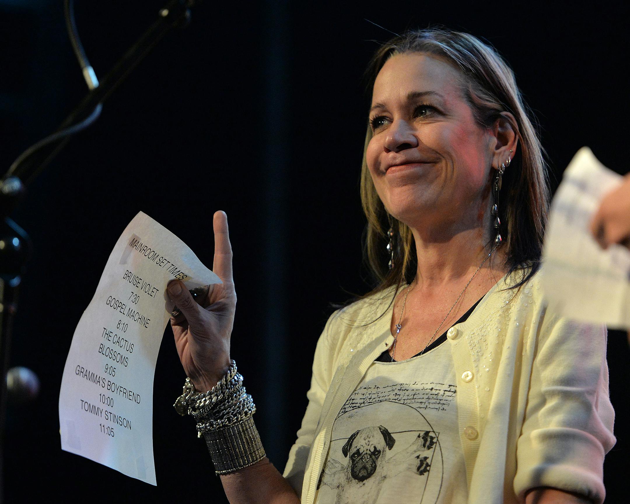 The Current host, Mary Lucia, takes the stage Saturday night to introduce the second night of the Current's eleventh birthday bash headliner, Tommy Stinson, at First Avenue. ] (SPECIAL TO THE STAR TRIBUNE/BRE McGEE) **Mary Lucia (The Current host)