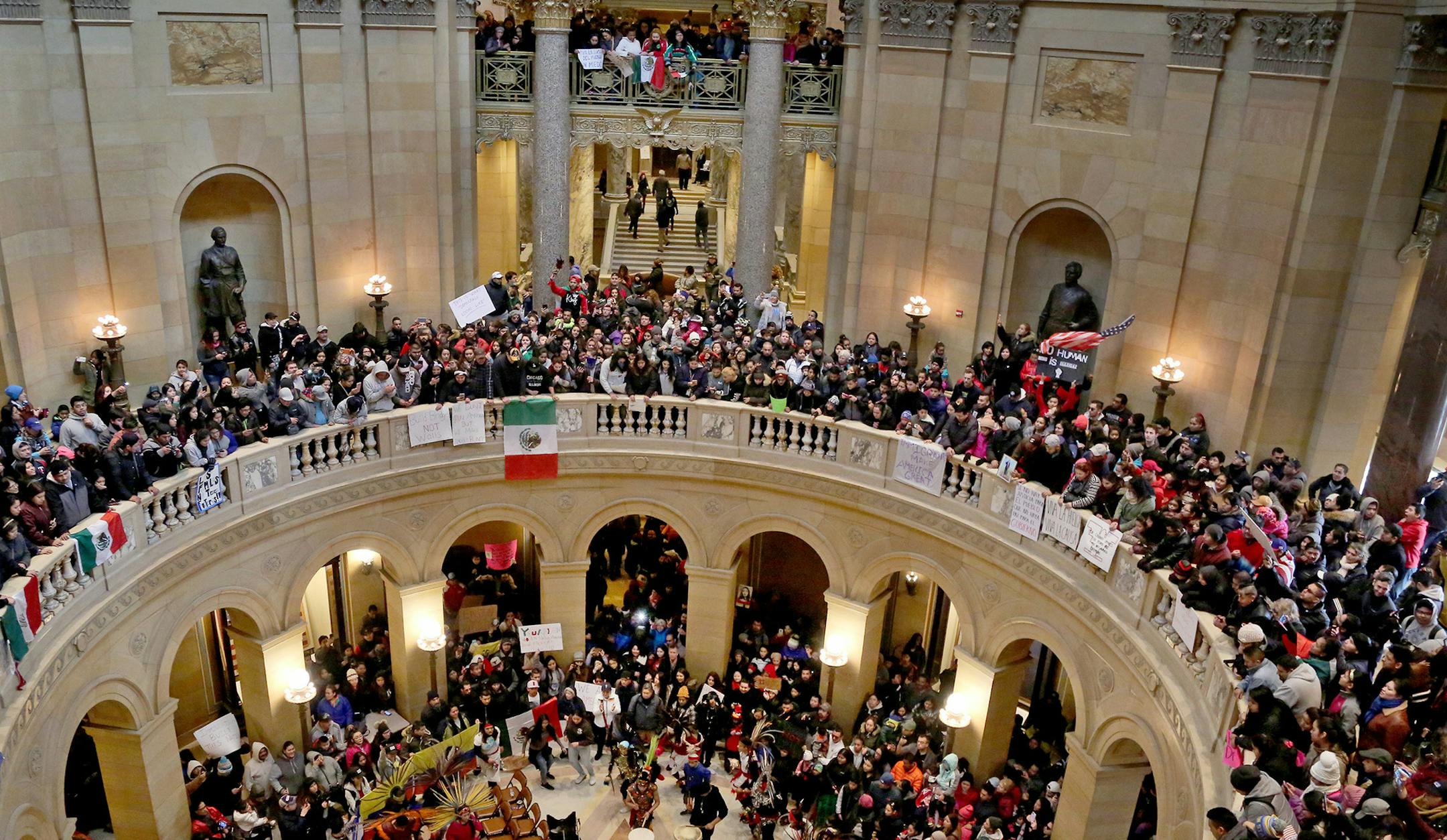 A large crowd of "Immigrant Day," participants filled much of the inside of the Minnesota State Capitol Thursday, Feb. 16, 2017, in St. Paul, MN.] DAVID JOLES • david.joles@startribune.com Restaurants and other businesses close today in a solidarity gesture called "Immigrant Day," to show how important those who come to the U.S. are to the nation's economy. ORG XMIT: MIN1702161510330287