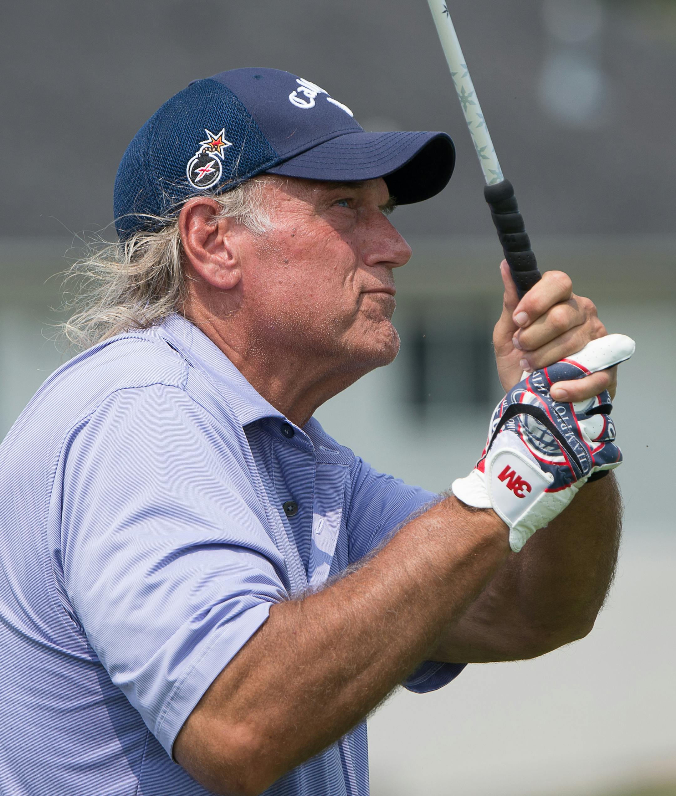 Jesse Ventura plays as an amateur with pro Bob Gilder in the Insight Pro-Am event during the 3M Championship tournament at the TPC Twin Cities in Blaine, Minnesota on July 30, 2014. [ Angela Jimenez/Special to the Star-Tribune angelajime@gmail.com Assignment #20035588A_ SLUG: 3M073114_ EXTRA INFORMATION: Professionals play on teams with amateurs during this Pro-Am event, which is part of the 3M tournament leading up to the Post-It¬Æ Products Greats of Golf Competition. The event spans