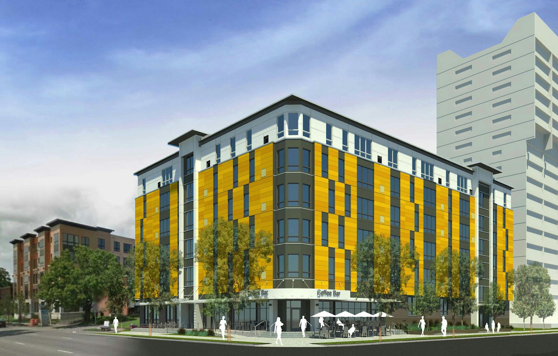 Rendering of Riverton Affordable Student Housing project in Dinkytown