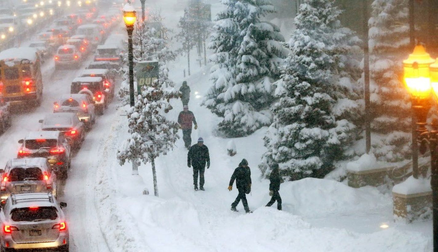 A school bus was stuck in horrific traffic in St. Paul Monday evening near the Xcel Energy Center.