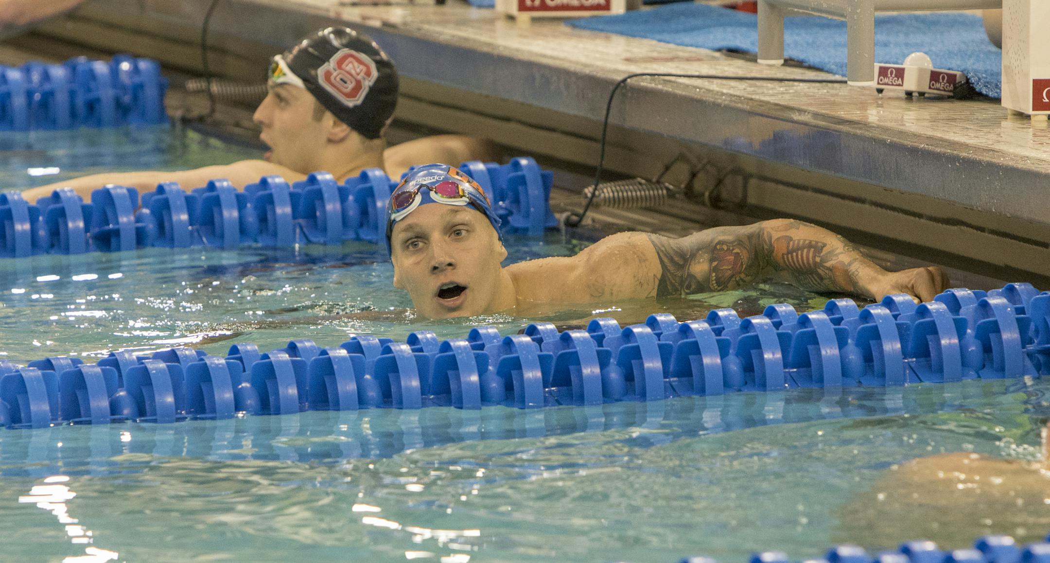 Caeleb Dressel of Florida breaks the record, the first person in the world under 40 seconds in the 100 Freestyle at the 2018 NCAA Swimming Finals. [ Special to Star Tribune, photo by Matt Blewett, Matte B Photography, matt@mattebphoto.com, March 24, 2018, University of Minnesota Aquatic Center, 2018 NCAA Division 1 Men's Swimming & Diving Championships, Minnesota, SAXO 1005739366 USWIM032518 A new American and NCAA record but international competitions are in 50 yard pools so not an internationa