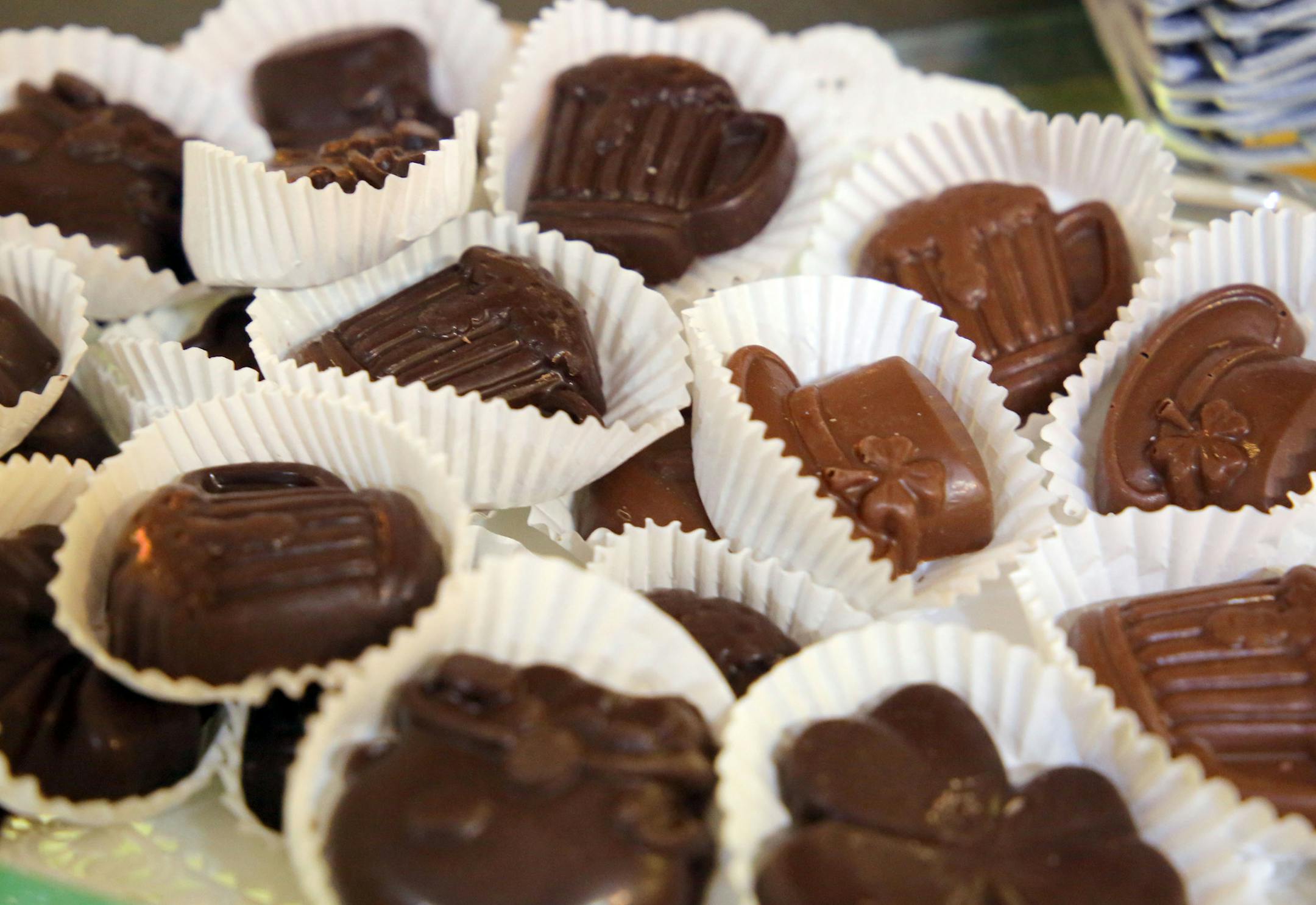 Chocolate Irish Minis are seen for sale at Ultimate Confections in Wauwatosa, Wis. (Mike De Sisti/Milwaukee Journal Sentinel/TNS)
