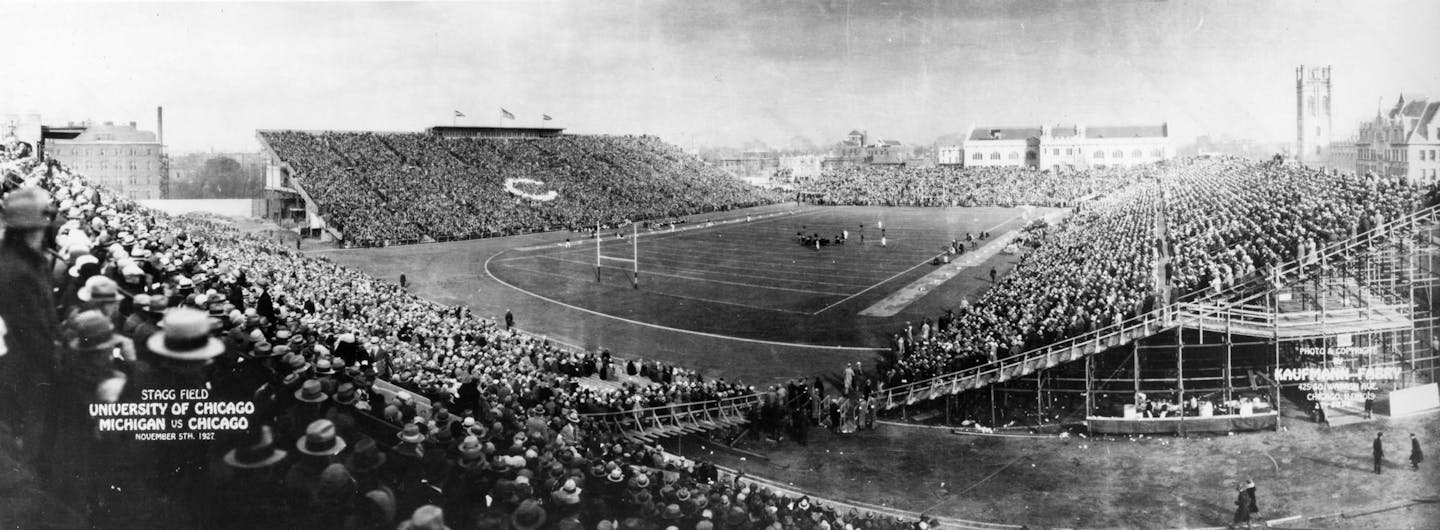 Big Ten football in 1927 was Chicago playing host to Michigan before 53,000 fans at Stagg Field. Chicago won seven Big Ten titles, the last in 1924.