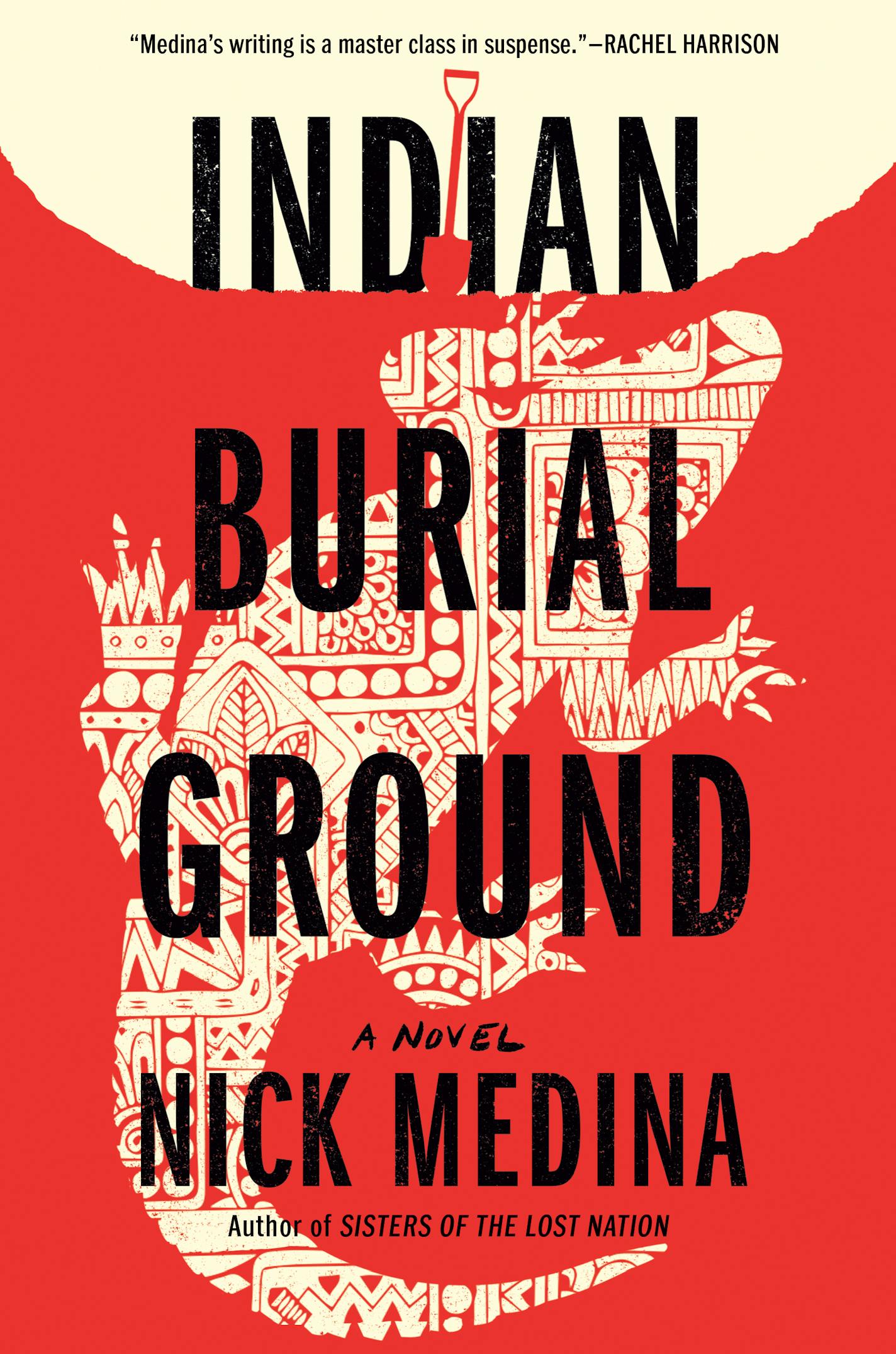 red cover of "Indian Background," with outline of a lizard