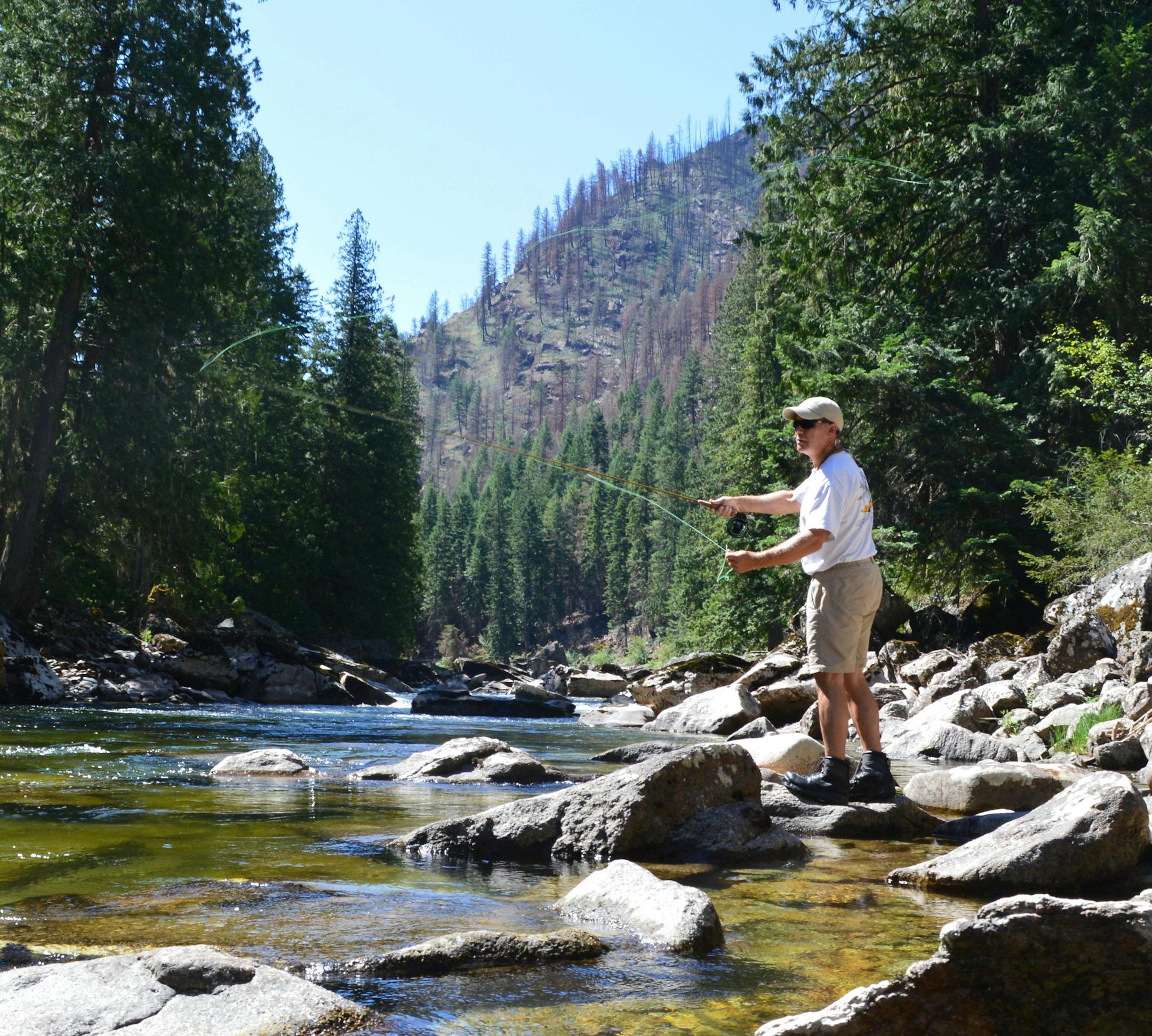 Ancient glaciation in the mountains of northern Idaho produced rushing rivers like the Selway, whose streambeds and banks are strewn with rocks and boulders.