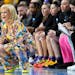 LSU head coach Kim Mulkey reacts during the first quarter of Saturday's Sweet 16 game vs. UCLA.